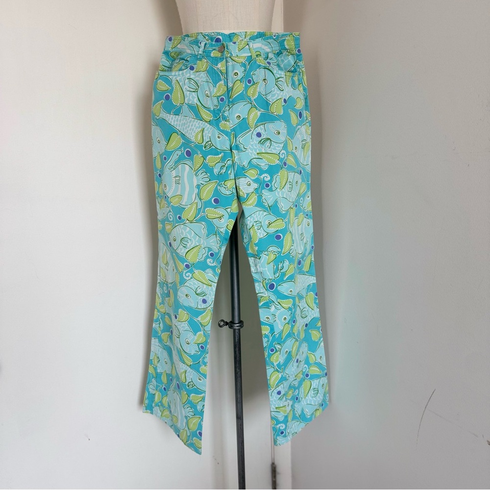 Lilly Pulitzer Blue Green Printed Cropped Pants